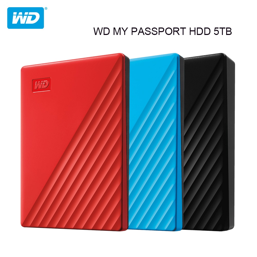 WD Original New My Passport 5 테라바이트 HDD 2.5 외장형 하드 드라이브 USB 3.0 암호 보호
